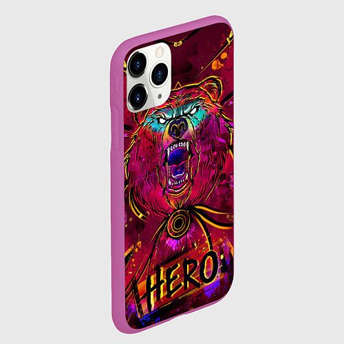 Чехол iPhone 11 Pro матовый BEAR / 3D-Фиолетовый – фото 2