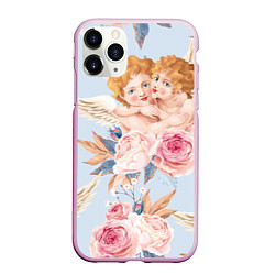 Чехол iPhone 11 Pro матовый Купидоны в цветах
