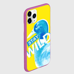 Чехол iPhone 11 Pro матовый Оставайся диким - селезень, цвет: 3D-фиолетовый — фото 2