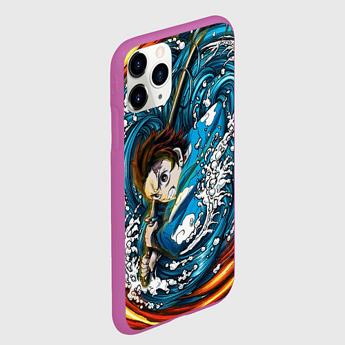 Чехол iPhone 11 Pro матовый Танджиро Камадо Клинок демонов / 3D-Фиолетовый – фото 2