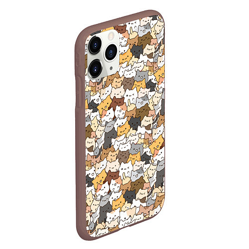 Чехол iPhone 11 Pro матовый Котики муркотики / 3D-Коричневый – фото 2