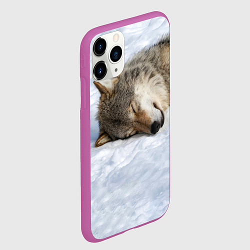 Чехол iPhone 11 Pro матовый Спящий Волк / 3D-Фиолетовый – фото 2