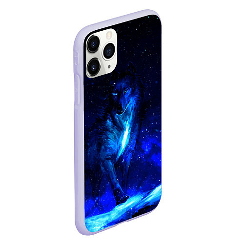 Чехол iPhone 11 Pro матовый Dark Wolf / 3D-Светло-сиреневый – фото 2