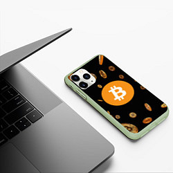 Чехол iPhone 11 Pro матовый BITCOIN, цвет: 3D-салатовый — фото 2