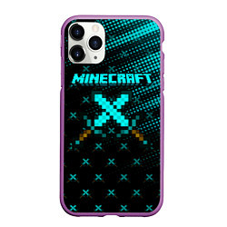 Чехол iPhone 11 Pro матовый Minecraft, цвет: 3D-фиолетовый