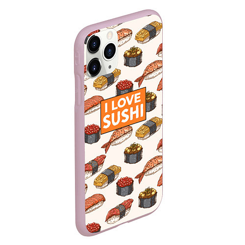 Чехол iPhone 11 Pro матовый I love sushi Я люблю суши / 3D-Розовый – фото 2