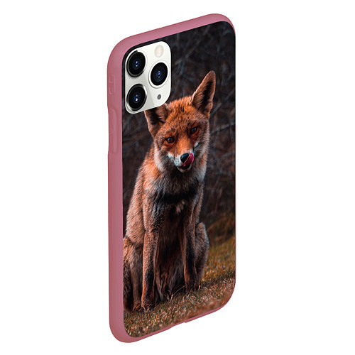 Чехол iPhone 11 Pro матовый Хищная лисица / 3D-Малиновый – фото 2