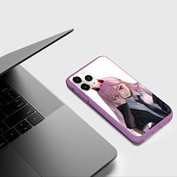 Чехол iPhone 11 Pro матовый Человек Бензопила, цвет: 3D-фиолетовый — фото 2