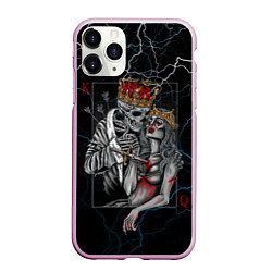 Чехол iPhone 11 Pro матовый The Skull King and Queen, цвет: 3D-розовый