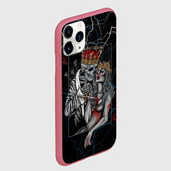 Чехол iPhone 11 Pro матовый The Skull King and Queen, цвет: 3D-малиновый — фото 2