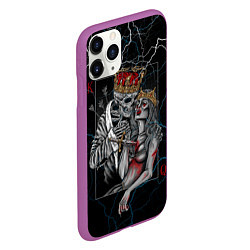 Чехол iPhone 11 Pro матовый The Skull King and Queen, цвет: 3D-фиолетовый — фото 2