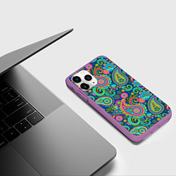 Чехол iPhone 11 Pro матовый Славянские Узоры, цвет: 3D-фиолетовый — фото 2