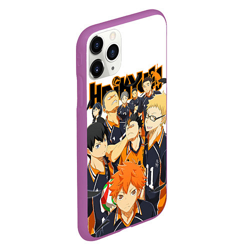 Чехол iPhone 11 Pro матовый ВОЛЕЙБОЛ!! HAIKYUU!! / 3D-Фиолетовый – фото 2