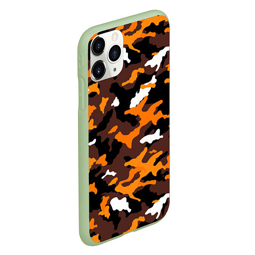 Чехол iPhone 11 Pro матовый Милитари ораньжевый / 3D-Салатовый – фото 2