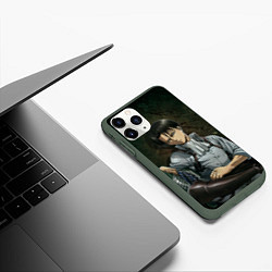 Чехол iPhone 11 Pro матовый Леви Аккерман, цвет: 3D-темно-зеленый — фото 2