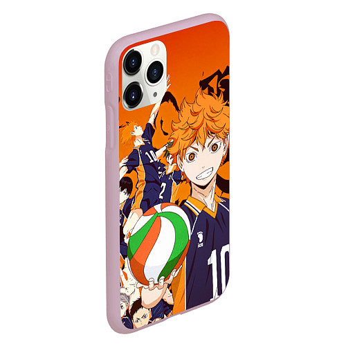 Чехол iPhone 11 Pro матовый ВОЛЕЙБОЛ!! HAIKYUU!! / 3D-Розовый – фото 2