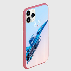 Чехол iPhone 11 Pro матовый Су-34, цвет: 3D-малиновый — фото 2