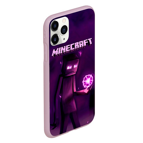 Чехол iPhone 11 Pro матовый Minecraft Слендермен / 3D-Розовый – фото 2