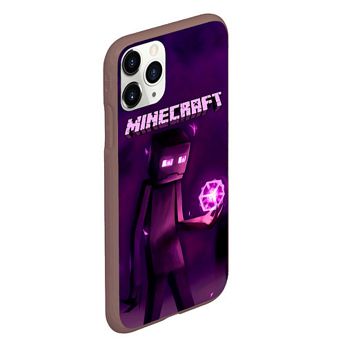 Чехол iPhone 11 Pro матовый Minecraft Слендермен / 3D-Коричневый – фото 2