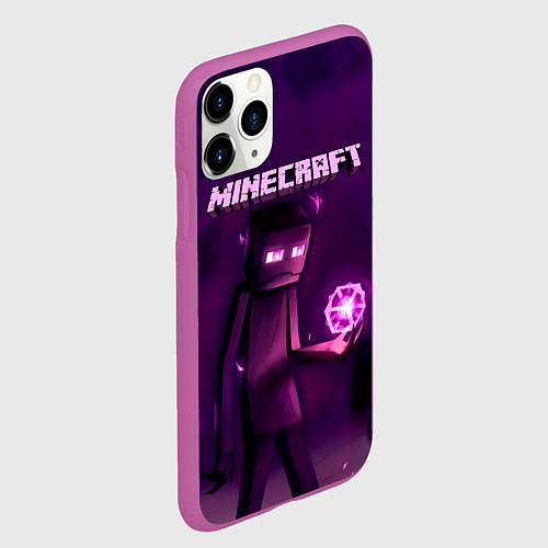 Чехол iPhone 11 Pro матовый Minecraft Слендермен / 3D-Фиолетовый – фото 2