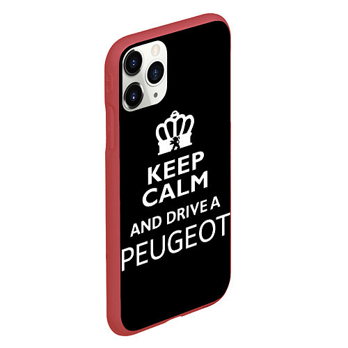 Чехол iPhone 11 Pro матовый Drive a Peugeot! / 3D-Красный – фото 2