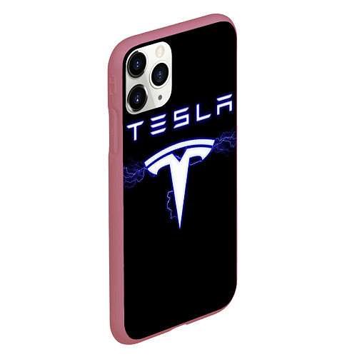 Чехол iPhone 11 Pro матовый TESLA / 3D-Малиновый – фото 2