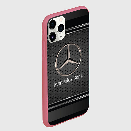 Чехол iPhone 11 Pro матовый MERCEDES BENZ МЕРСЕДЕС БЕНЗ / 3D-Малиновый – фото 2