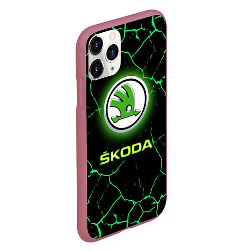 Чехол iPhone 11 Pro матовый SKODA / 3D-Малиновый – фото 2