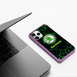 Чехол iPhone 11 Pro матовый SKODA, цвет: 3D-фиолетовый — фото 2