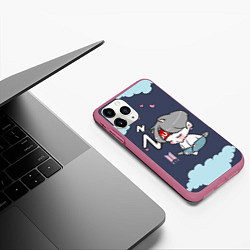 Чехол iPhone 11 Pro матовый BTS Sleep, цвет: 3D-малиновый — фото 2