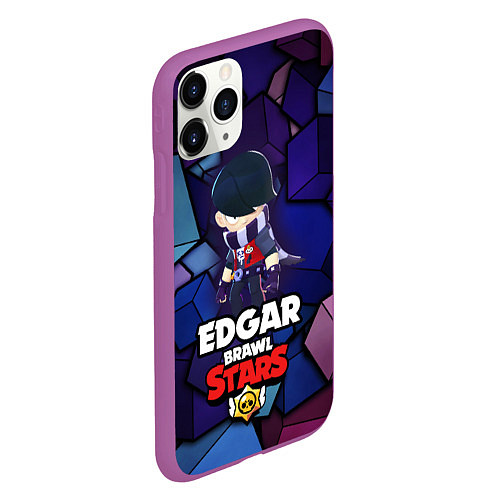 Чехол iPhone 11 Pro матовый BRAWL STARS EDGAR / 3D-Фиолетовый – фото 2