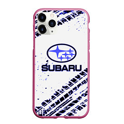 Чехол iPhone 11 Pro матовый SUBARU, цвет: 3D-малиновый