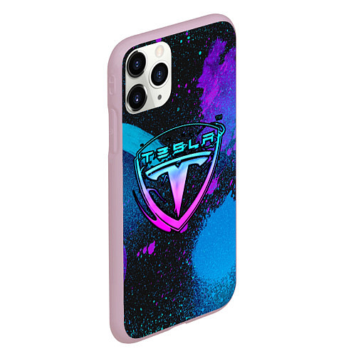 Чехол iPhone 11 Pro матовый TESLA NEON / 3D-Розовый – фото 2