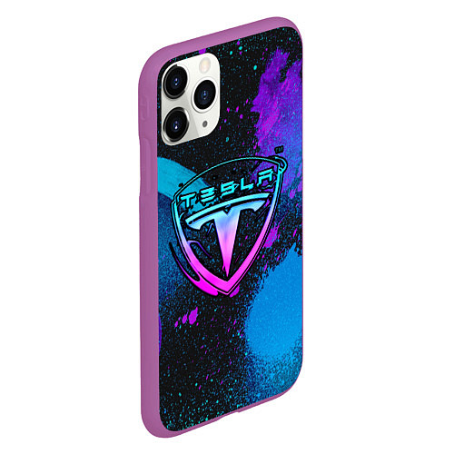 Чехол iPhone 11 Pro матовый TESLA NEON / 3D-Фиолетовый – фото 2