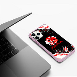 Чехол iPhone 11 Pro матовый Чёрный клевер, цвет: 3D-розовый — фото 2