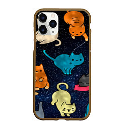 Чехол iPhone 11 Pro матовый Космические котики, цвет: 3D-коричневый