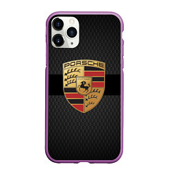 Чехол iPhone 11 Pro матовый PORSCHE ПОРШ, цвет: 3D-фиолетовый