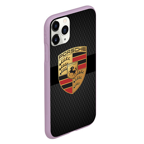 Чехол iPhone 11 Pro матовый PORSCHE ПОРШ / 3D-Сиреневый – фото 2