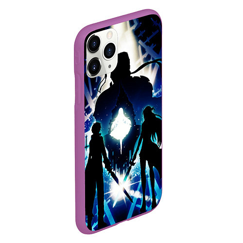 Чехол iPhone 11 Pro матовый Sword Art Online Кирито Асуна / 3D-Фиолетовый – фото 2