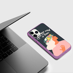 Чехол iPhone 11 Pro матовый All you need is love, цвет: 3D-фиолетовый — фото 2
