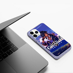 Чехол iPhone 11 Pro матовый Genshin impact Kaeya, цвет: 3D-светло-сиреневый — фото 2