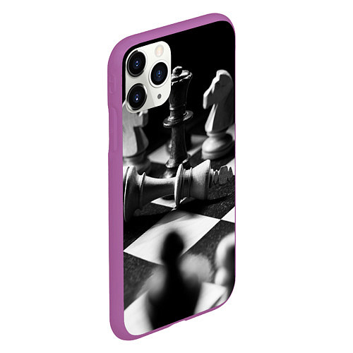 Чехол iPhone 11 Pro матовый Шахматы фигуры доска ход мат / 3D-Фиолетовый – фото 2