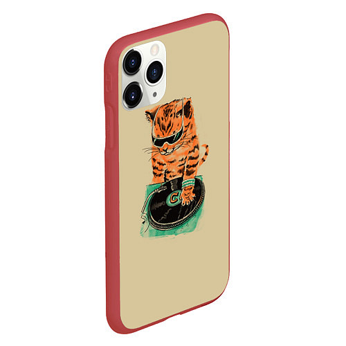 Чехол iPhone 11 Pro матовый Cat DJ / 3D-Красный – фото 2