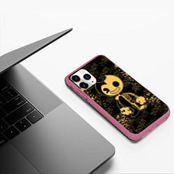 Чехол iPhone 11 Pro матовый Bendy And The Ink Machine краска, цвет: 3D-малиновый — фото 2