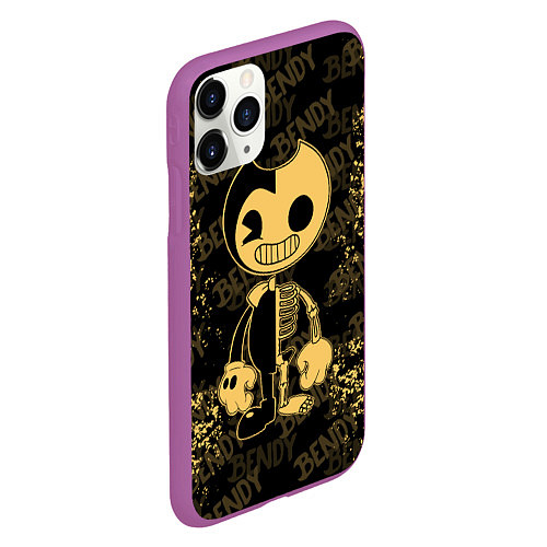 Чехол iPhone 11 Pro матовый Bendy And The Ink Machine краска / 3D-Фиолетовый – фото 2