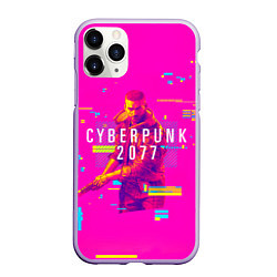 Чехол iPhone 11 Pro матовый Cyberpunk 2077, цвет: 3D-светло-сиреневый