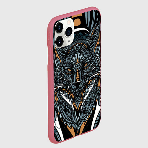 Чехол iPhone 11 Pro матовый Рисунок лиса / 3D-Малиновый – фото 2
