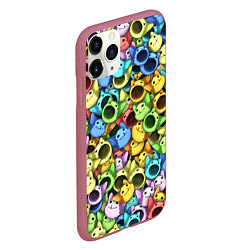 Чехол iPhone 11 Pro матовый Цветные Поп Котики, цвет: 3D-малиновый — фото 2