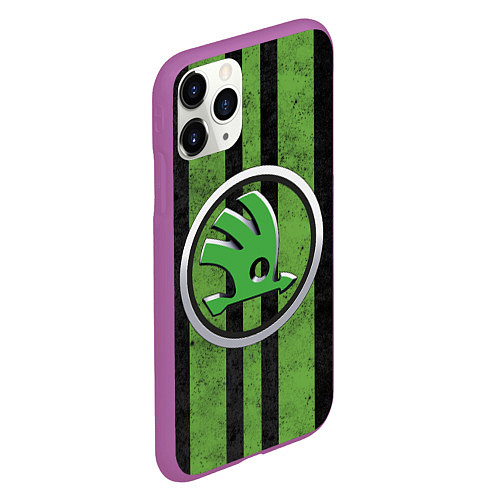 Чехол iPhone 11 Pro матовый Skoda Green Logo Z / 3D-Фиолетовый – фото 2