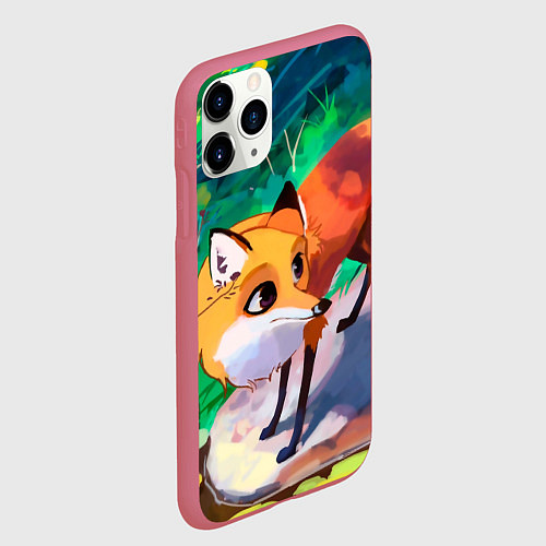 Чехол iPhone 11 Pro матовый Лисичка / 3D-Малиновый – фото 2